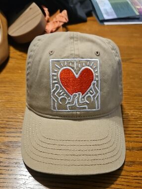MAD Engine Keith Haring Khaki Heart Hat with Black Label